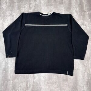Vintage Point Zero Shirt Mens Large Black Striped Long Sleeve Surf Y2K 90s
